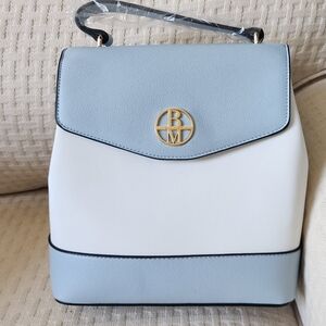 Badgley Mischka Blue and White Backpacks with Gold Accents